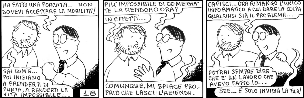 strisce, fumetti, umorismo, vignette, lavoro, ufficio, nove-diciotto, nove, diciotto, mobilit