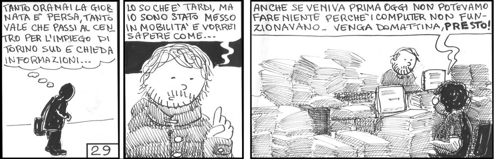 strisce, fumetti, umorismo, vignette, lavoro, ufficio, nove-diciotto, nove, diciotto, mobilit