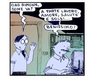 strisce, fumetti, umorismo, vignette, lavoro, ufficio, impiegati, operai, fabbrica, azienda, nove-diciotto, nove, diciotto, Alberto Baroni, lavoro, amore, salute, soldi